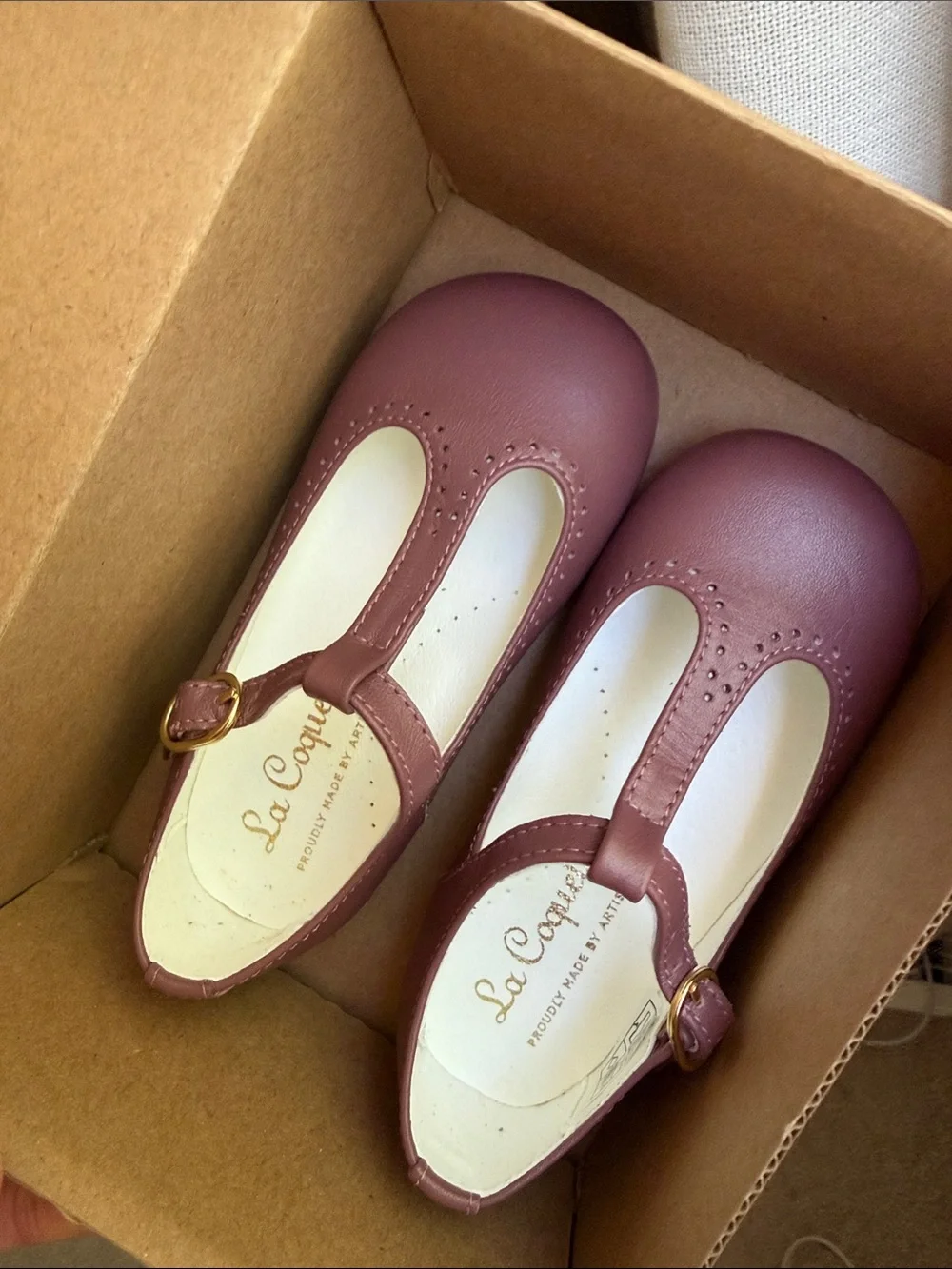 Dusty Pink Leather Girl T-Bar Shoes